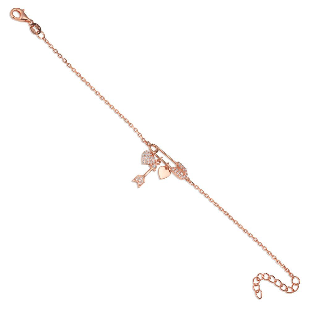 Armbånd Sølv Zirconia rose forgyldt 16-19 cm