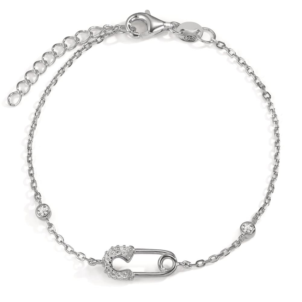 Armbånd Sølv Zirconia rhodineret Sikkerhedsnål 16-19 cm