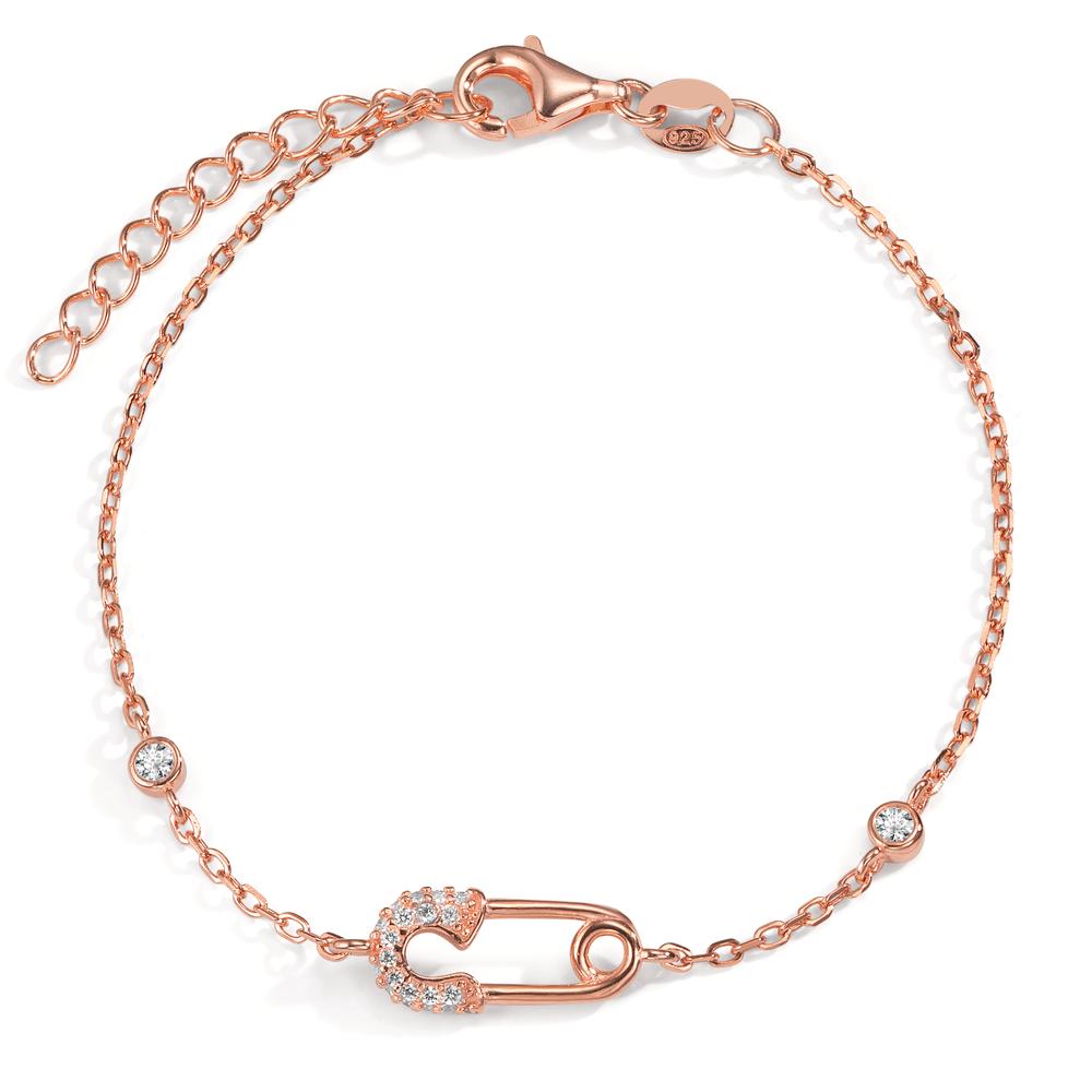 Armbånd Sølv Zirconia rose forgyldt Sikkerhedsnål 16-19 cm