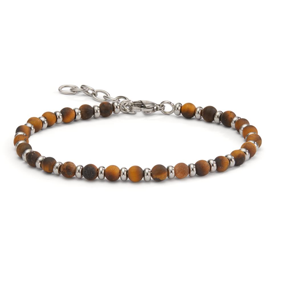 Armbånd Rustfrit stål Tiger øje brun 19-22 cm Ø4.7 mm