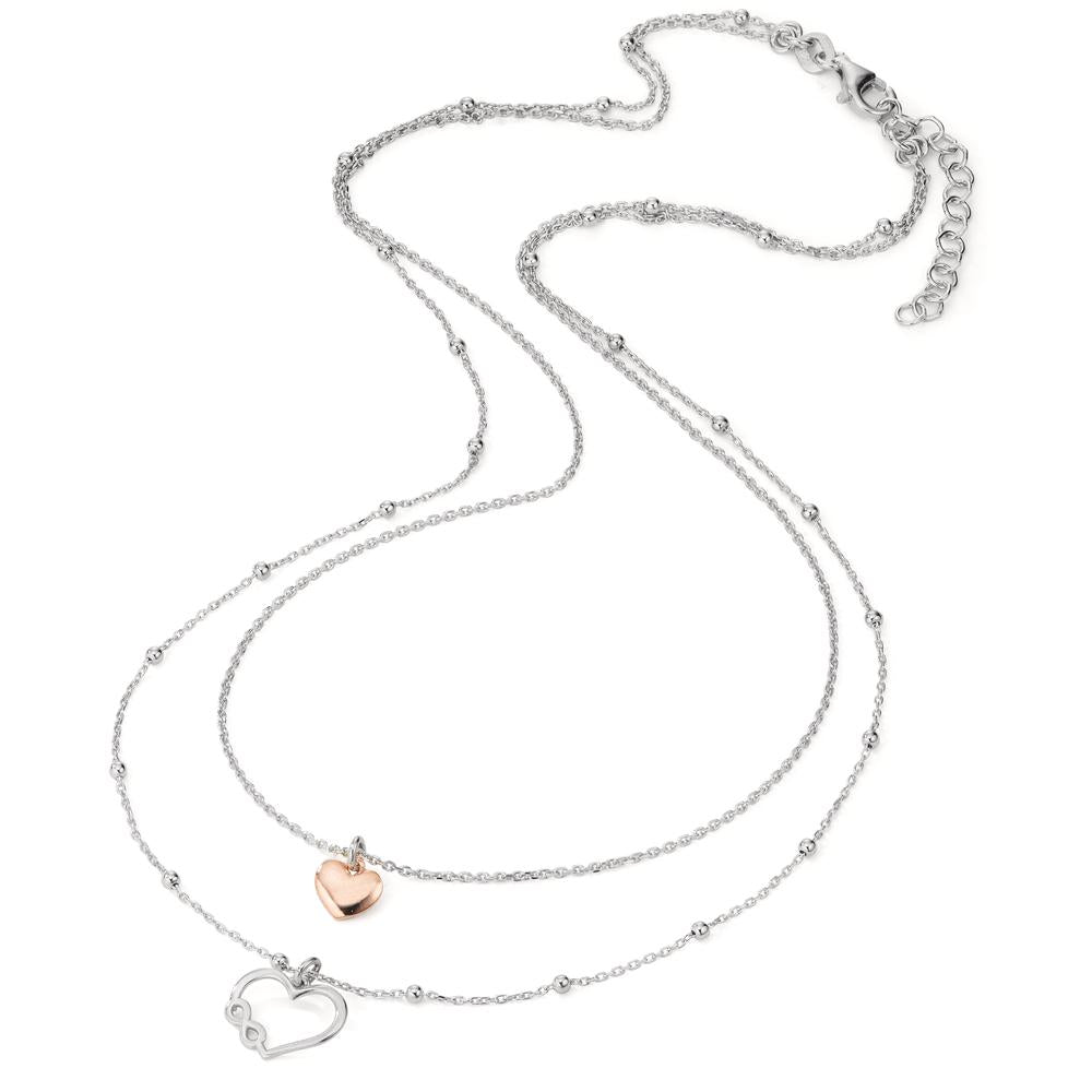 Collier Sølv rose tofarvet Hjerte 40-44 cm