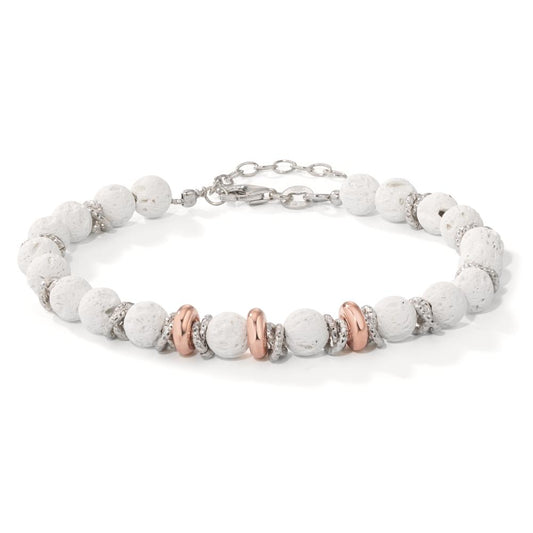 Armbånd Sølv Lava hvid rose tofarvet 18.5-21.5 cm Ø6.5 mm