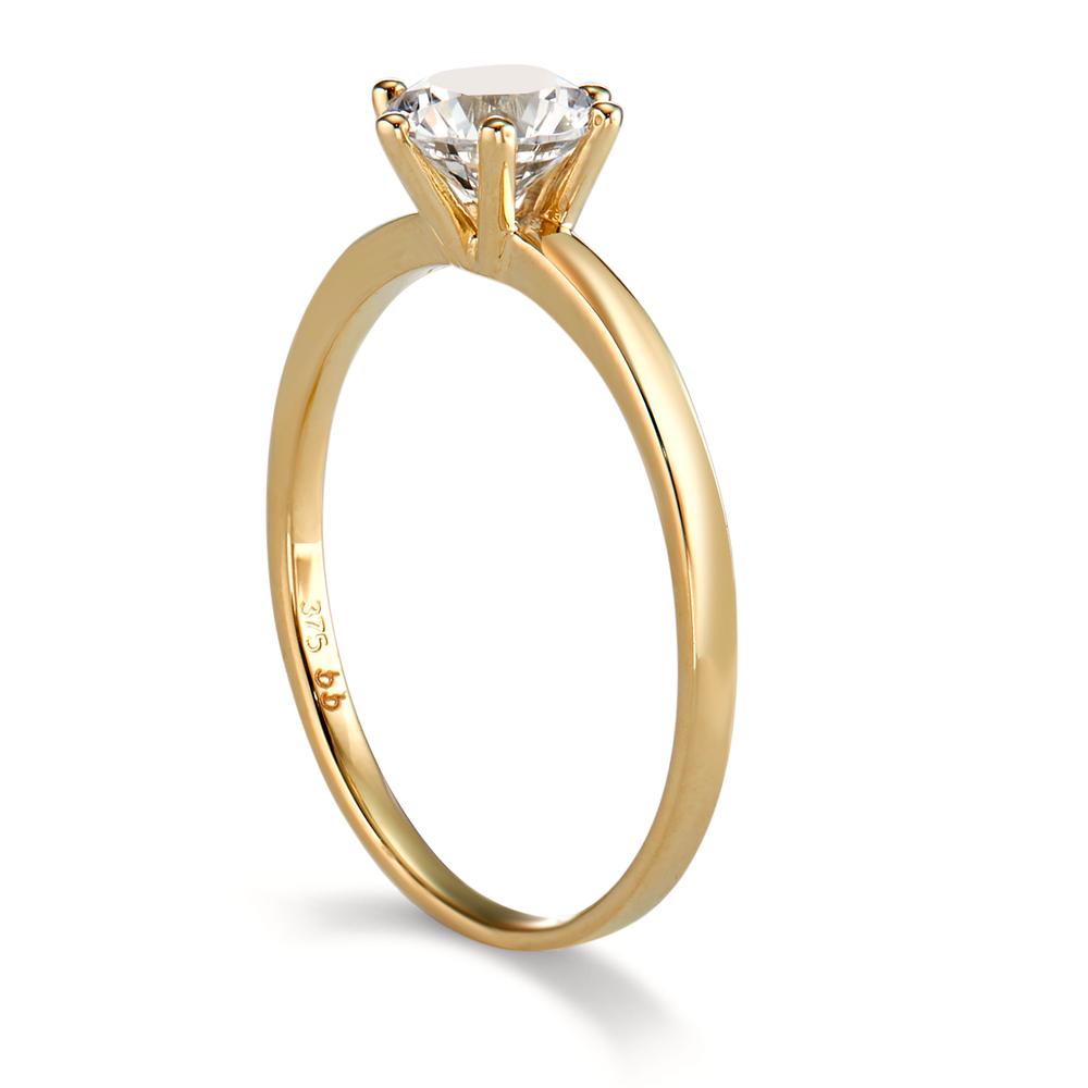 Solitaire ring 375/9K guld Zirconia 6 mm