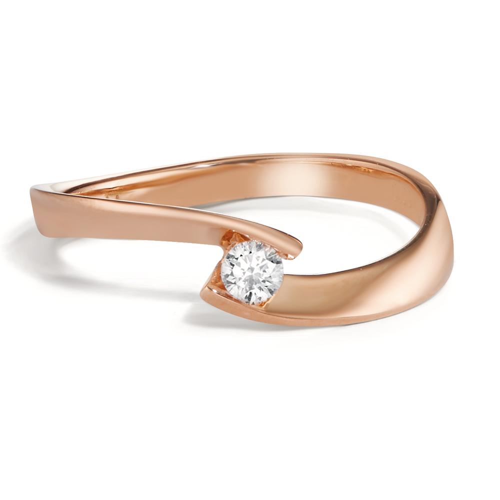 Fingerring 750/18K rødguld Diamant 0.09 ct, w-si