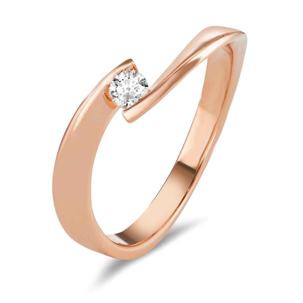 Fingerring 750/18K rødguld Diamant 0.13 ct, w-si