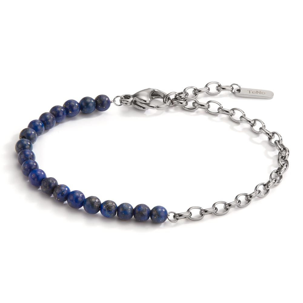 Armbånd Rustfrit stål Lapis lazuli 17.5-19.5 cm Ø4 mm