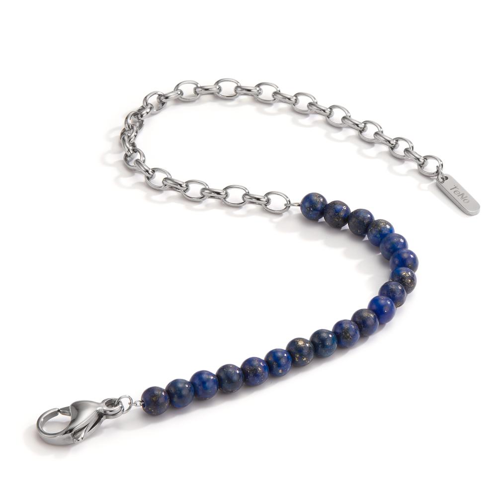 Armbånd Rustfrit stål Lapis lazuli 17.5-19.5 cm Ø4 mm