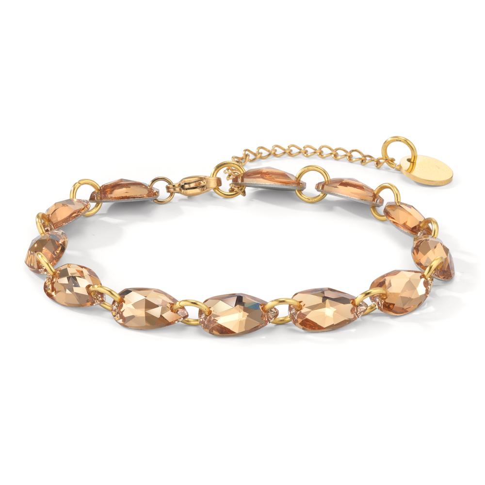 Armbånd Rustfrit stål Zirconia cognac , 12 Sten gul IP belagt 17-21 cm