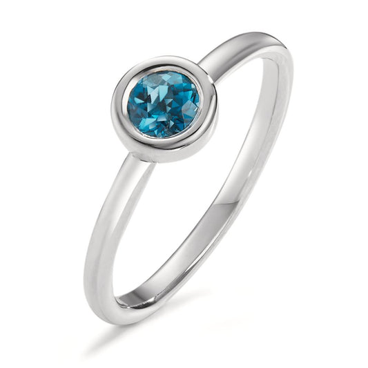 Fingerring 750/18K hvidguld London Blue Topaz Ø5 mm