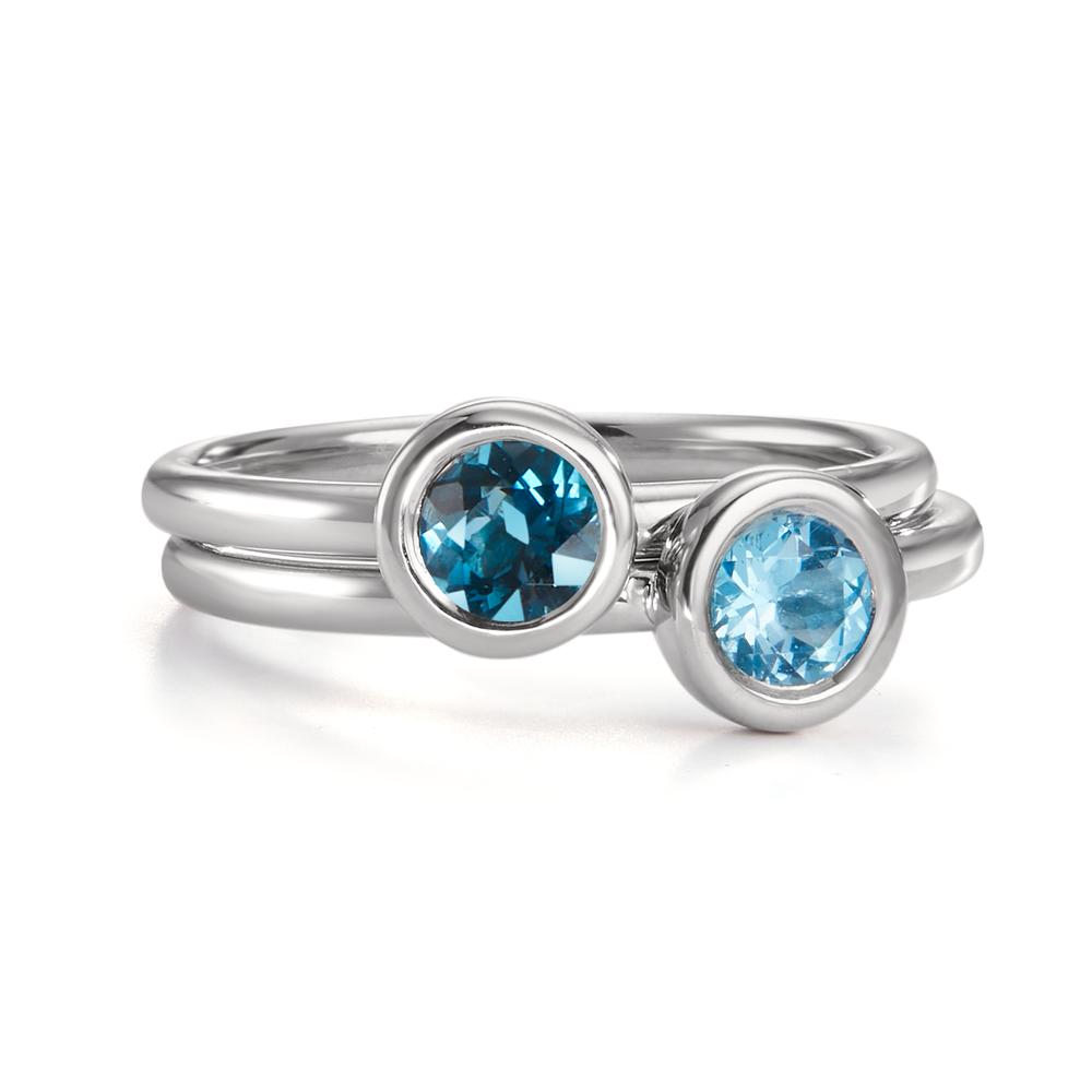 Fingerring 750/18K hvidguld London Blue Topaz Ø5 mm