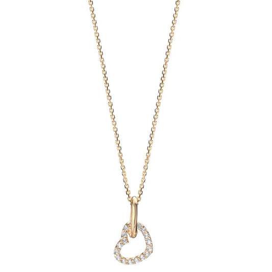 Collier 585/14K guld Zirconia Hjerte 42-45 cm