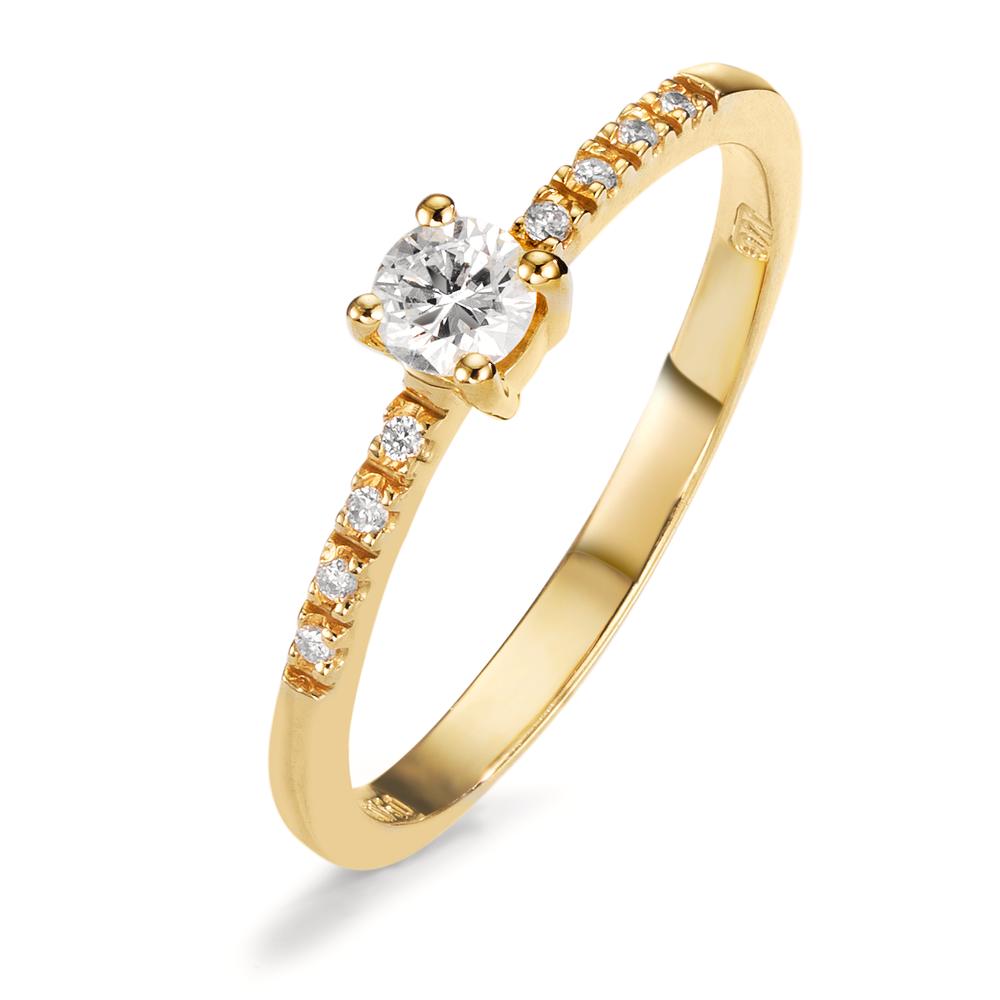 Solitaire ring 750/18K guld Diamant 0.24 ct, 9 Sten , w-si