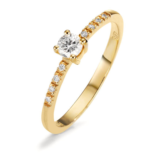 Solitaire ring 750/18K guld Diamant 0.24 ct, 9 Sten , w-si