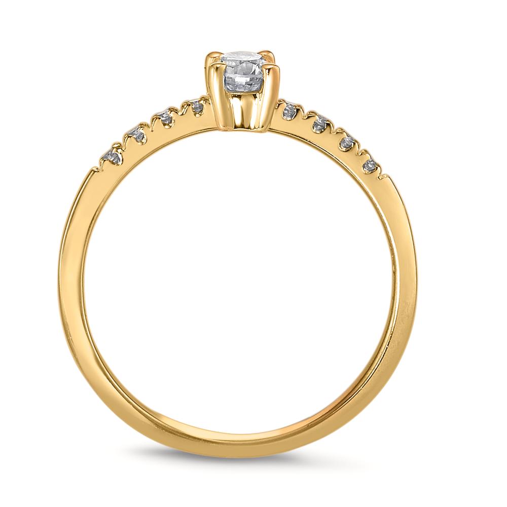 Solitaire ring 750/18K guld Diamant 0.24 ct, 9 Sten , w-si