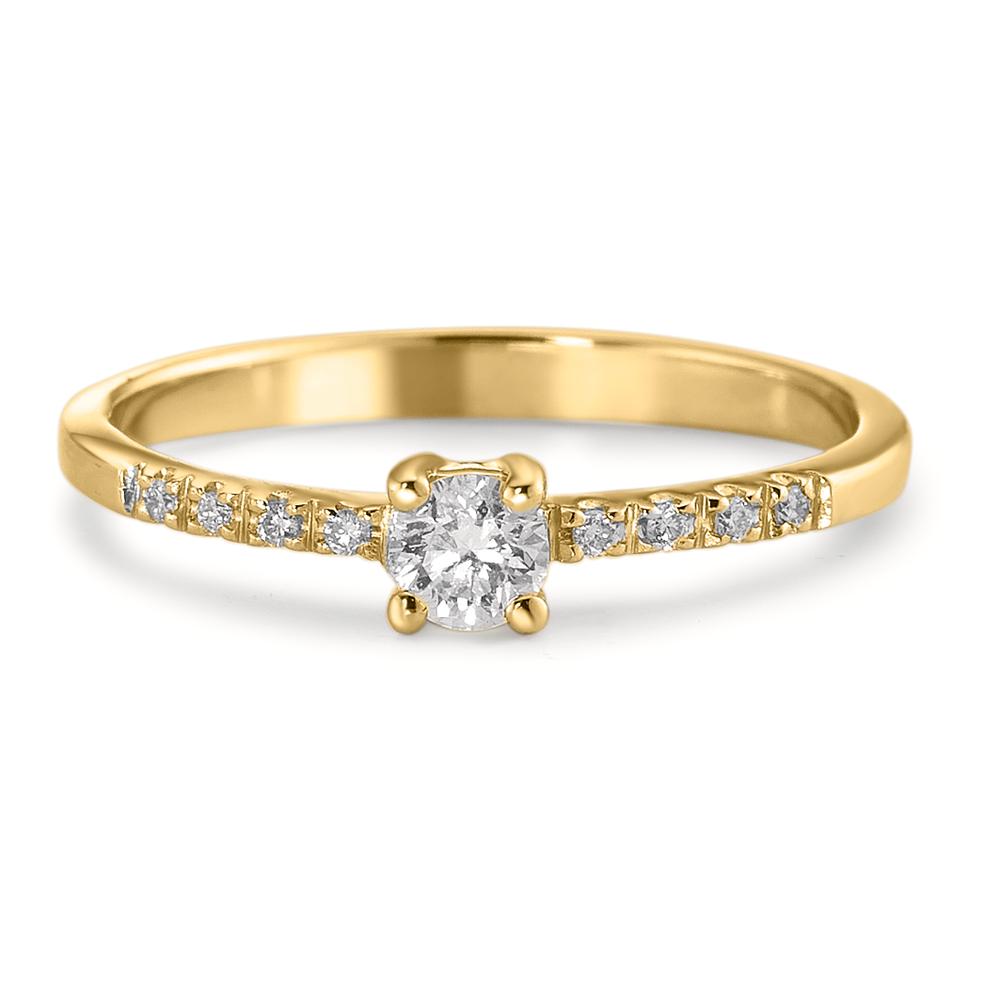 Solitaire ring 750/18K guld Diamant 0.24 ct, 9 Sten , w-si