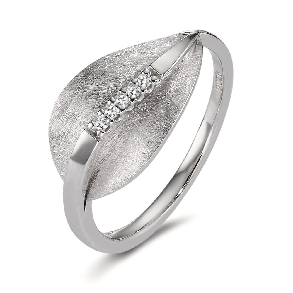 Fingerring 750/18K hvidguld Diamant 0.025 ct, 5 Sten , w-si Ark