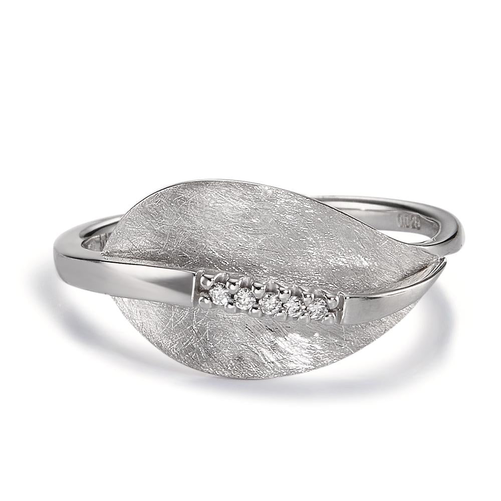 Fingerring 750/18K hvidguld Diamant 0.025 ct, 5 Sten , w-si Ark