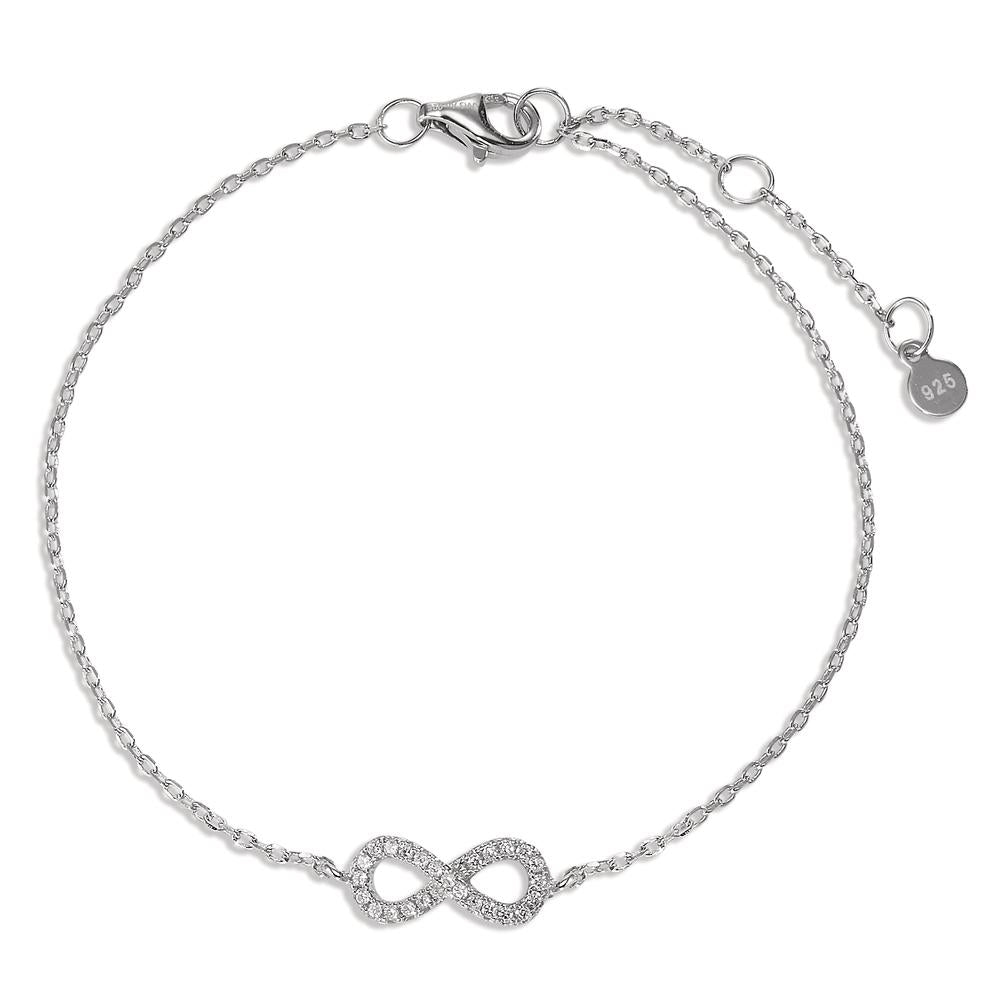 Armbånd Sølv Zirconia rhodineret Uendelighed 16-20 cm