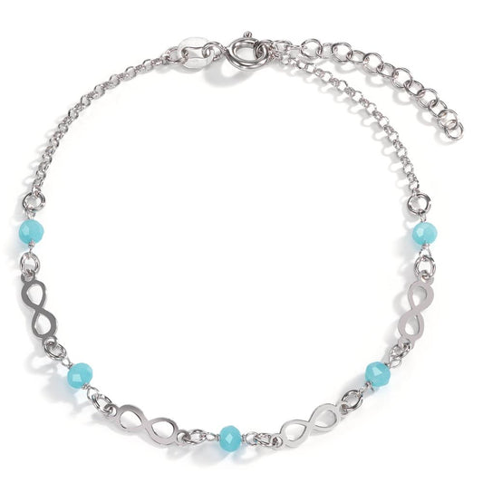 Armbånd Sølv Krystal aqua , 5 Sten rhodineret Uendelighed 17-20 cm