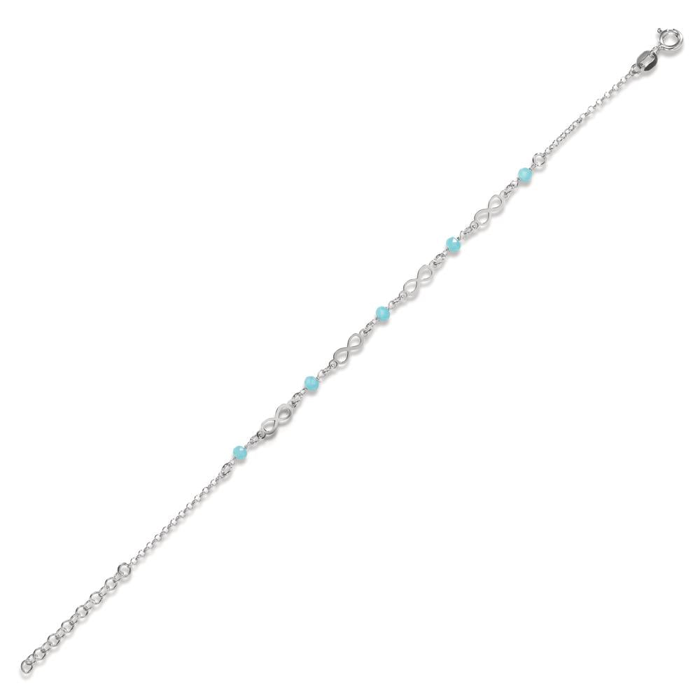 Armbånd Sølv Krystal aqua , 5 Sten rhodineret Uendelighed 17-20 cm