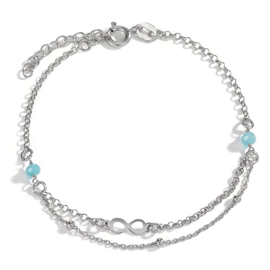 Armbånd Sølv Krystal aqua , 2 Sten rhodineret Uendelighed 17-20 cm