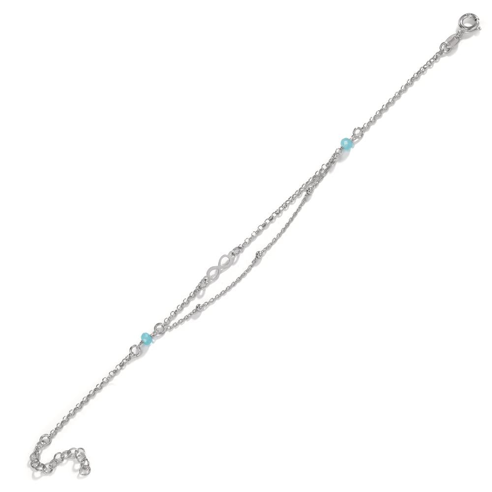 Armbånd Sølv Krystal aqua , 2 Sten rhodineret Uendelighed 17-20 cm