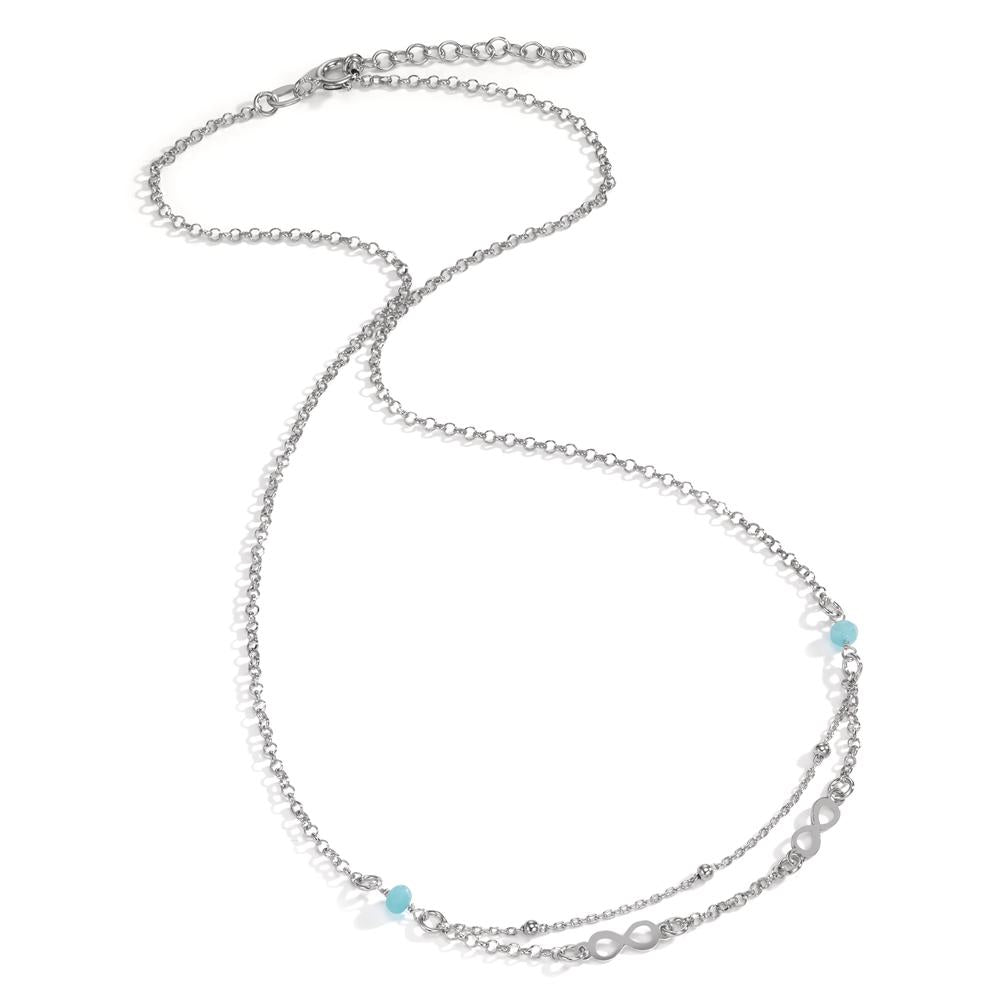 Collier Sølv Krystal aqua , 2 Sten rhodineret Uendelighed 38-41 cm