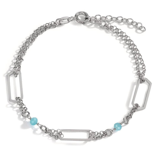 Armbånd Sølv Krystal aqua , 2 Sten rhodineret 17-20 cm