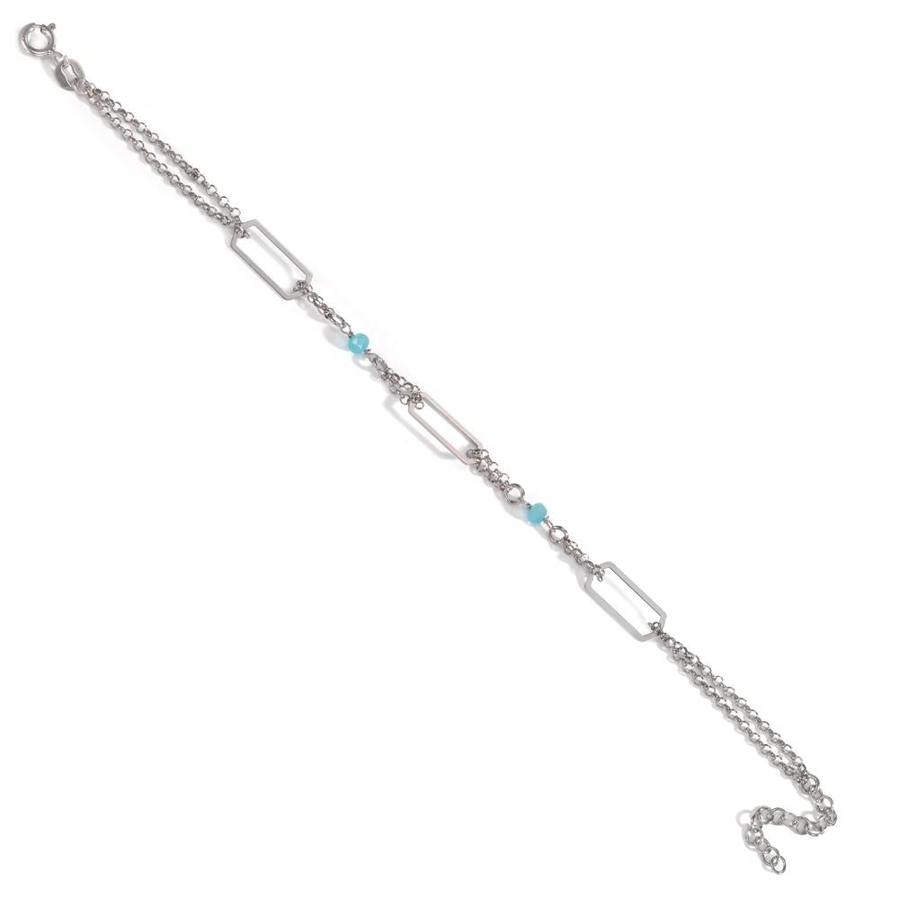 Armbånd Sølv Krystal aqua , 2 Sten rhodineret 17-20 cm