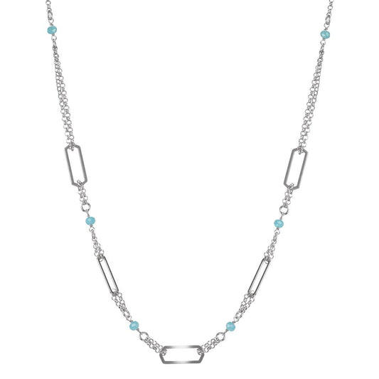 Collier Sølv Krystal aqua , 6 Sten rhodineret 42-45 cm