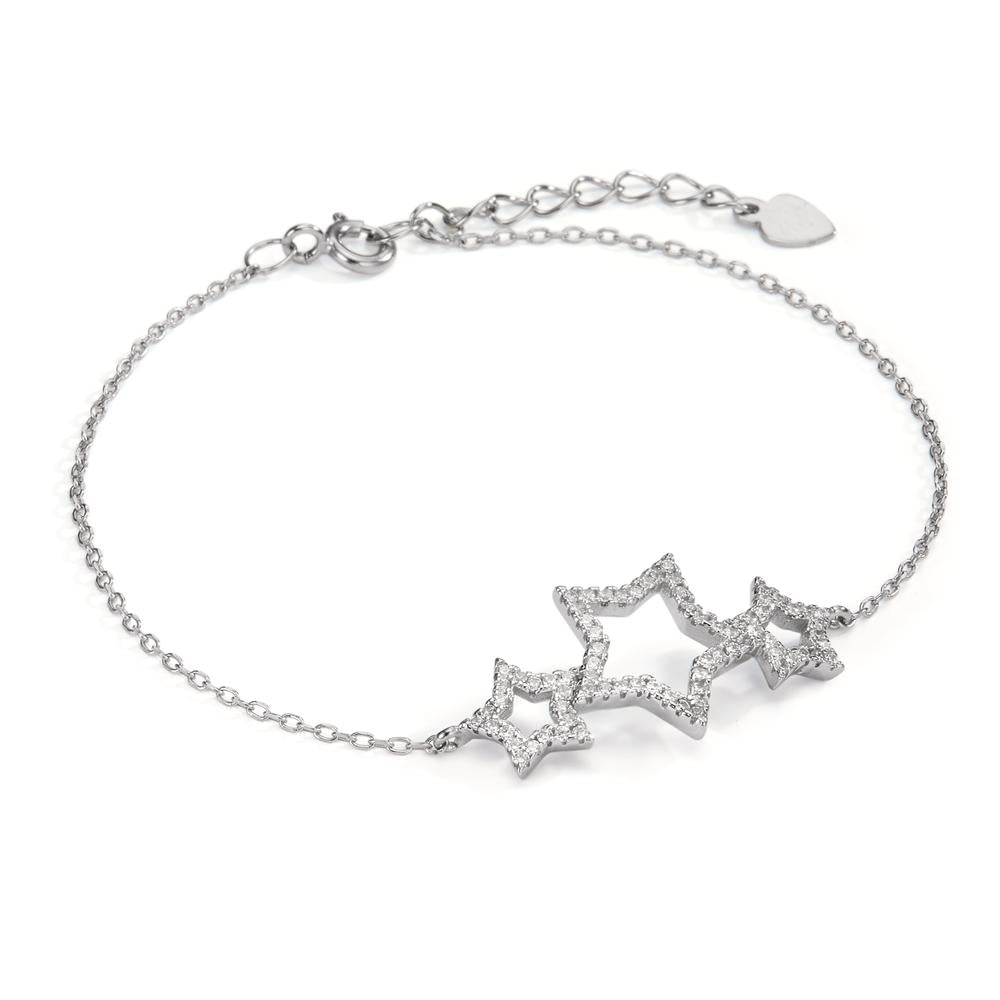 Armbånd Sølv Zirconia rhodineret stjerne 17-20 cm