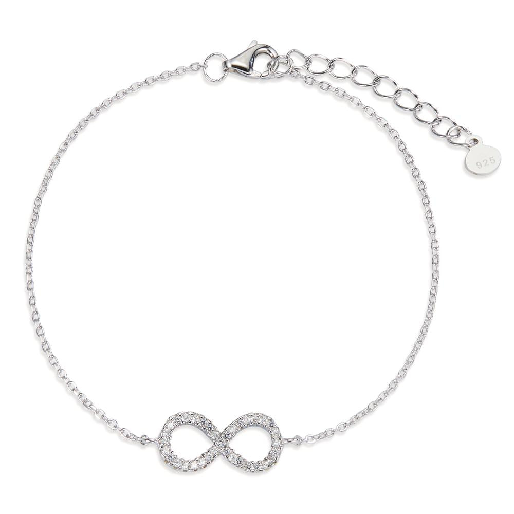 Armbånd Sølv Zirconia rhodineret Uendelighed 17-20 cm