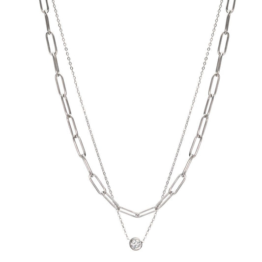 Collier Rustfrit stål Zirconia 42-47 cm