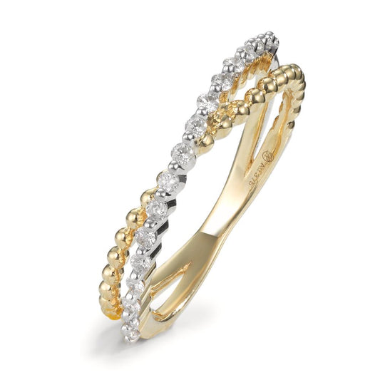 Fingerring 375/9K guld Diamant 0.15 ct, 17 Sten , w-pi3