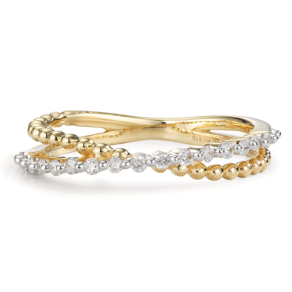 Fingerring 375/9K guld Diamant 0.15 ct, 17 Sten , w-pi3