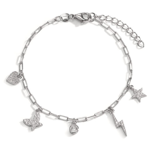 Armbånd Sølv Zirconia rhodineret 16-19 cm