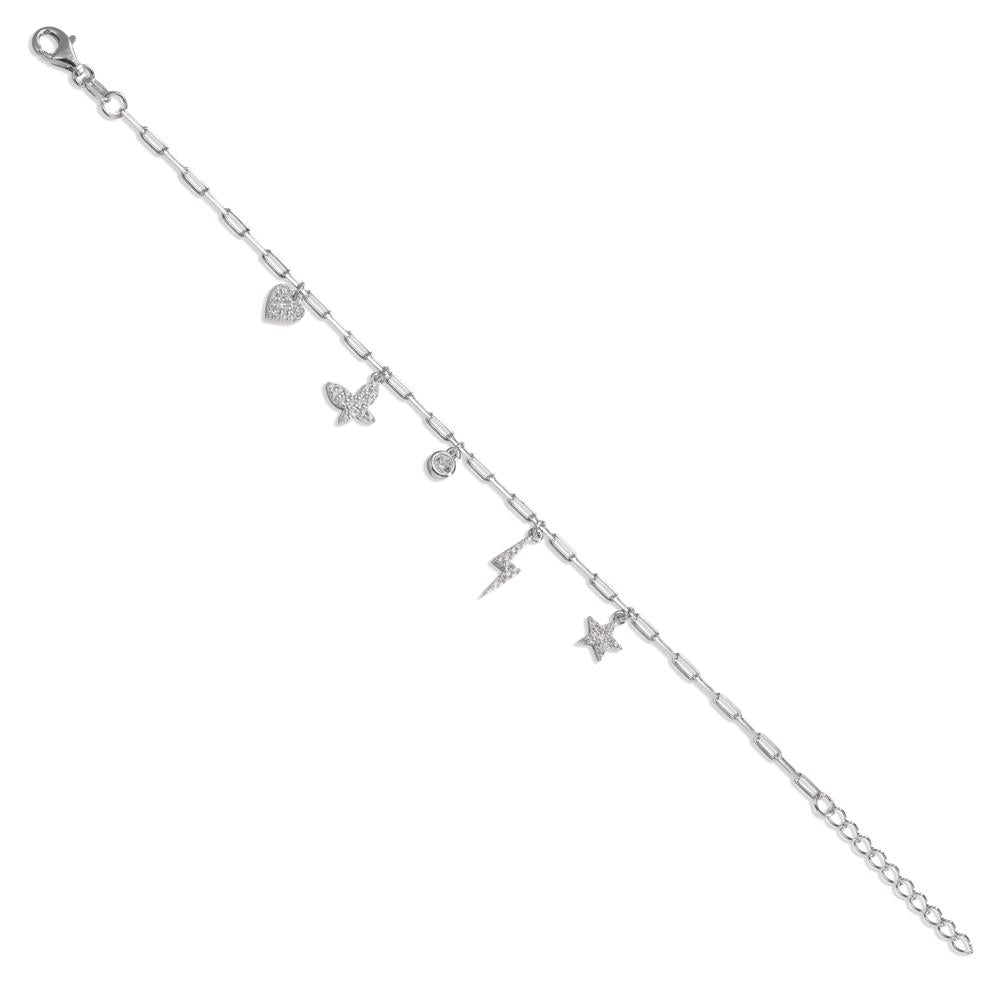 Armbånd Sølv Zirconia rhodineret 16-19 cm