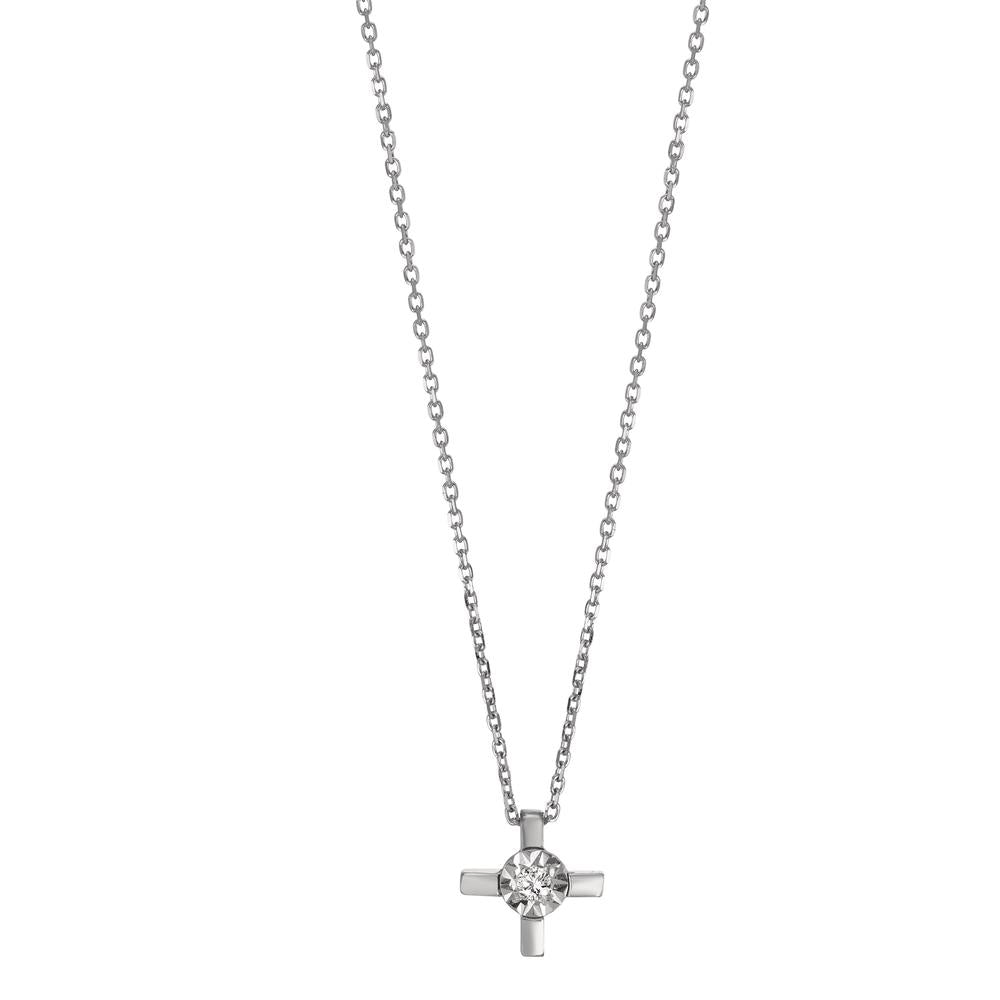 Collier 750/18K hvidguld Diamant 0.015 ct, w-si Kryds 40-42 cm