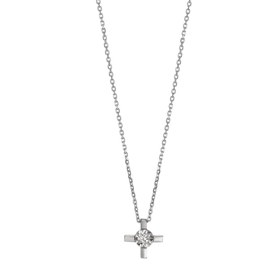 Collier 750/18K hvidguld Diamant 0.015 ct, w-si Kryds 40-42 cm