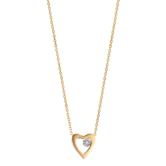 Collier 750/18K guld Diamant 0.005 ct, w-si Hjerte 40-42 cm Ø6 mm