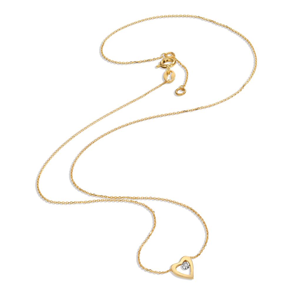 Collier 750/18K guld Diamant 0.005 ct, w-si Hjerte 40-42 cm Ø6 mm