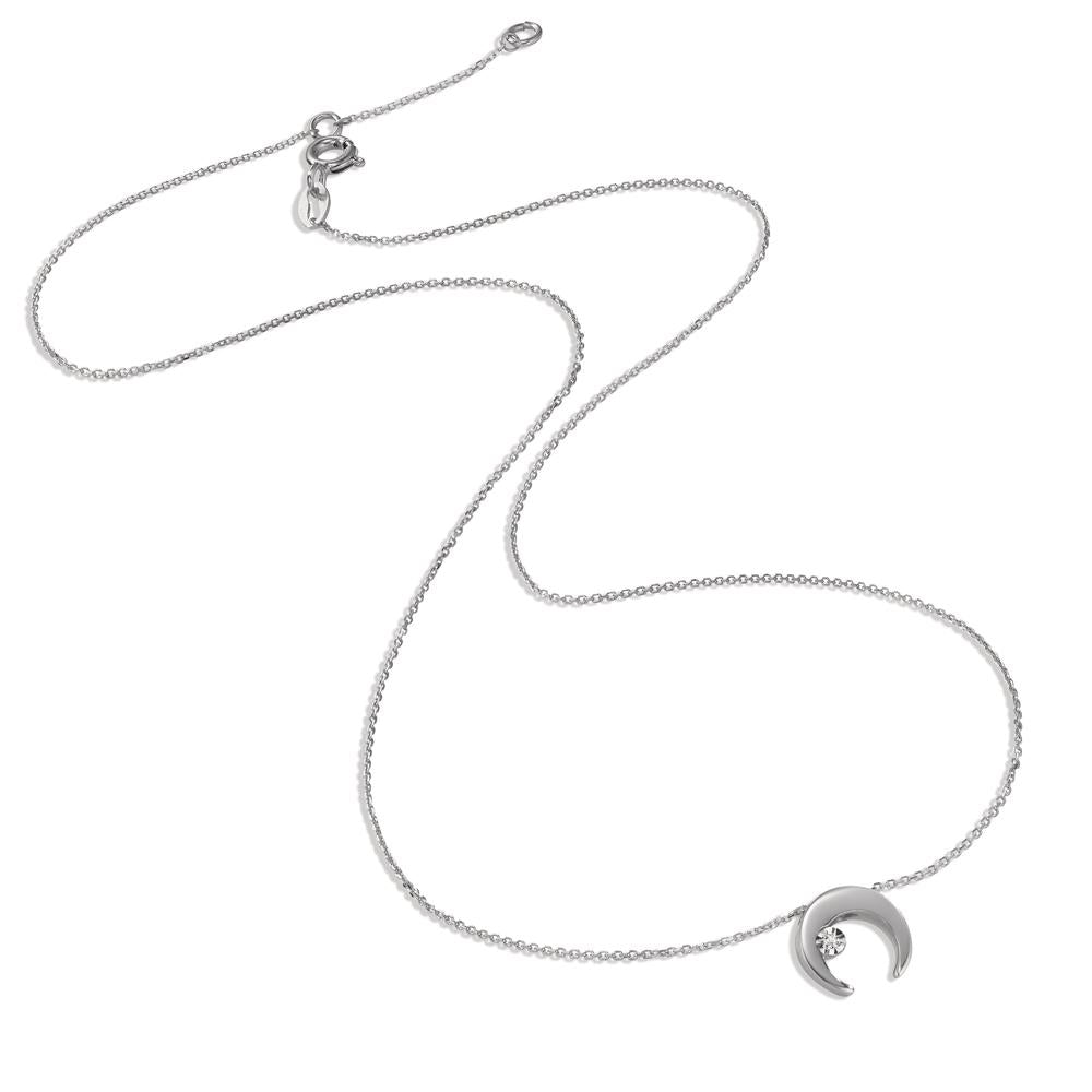 Collier 750/18K hvidguld Diamant 0.005 ct, w-si måne 40-42 cm Ø8.5 mm