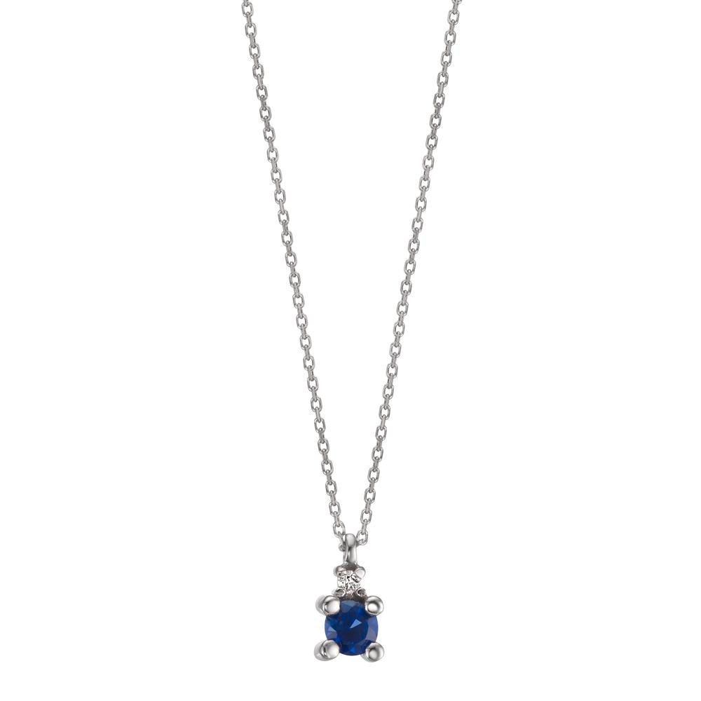 Collier 750/18K hvidguld Safir blå, Diamant hvid , 0.01 ct, w-si 40-42 cm Ø3.5 mm