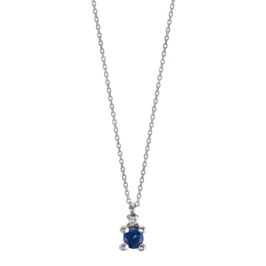 Collier 750/18K hvidguld Safir blå, Diamant hvid , 0.01 ct, w-si 40-42 cm Ø3.5 mm