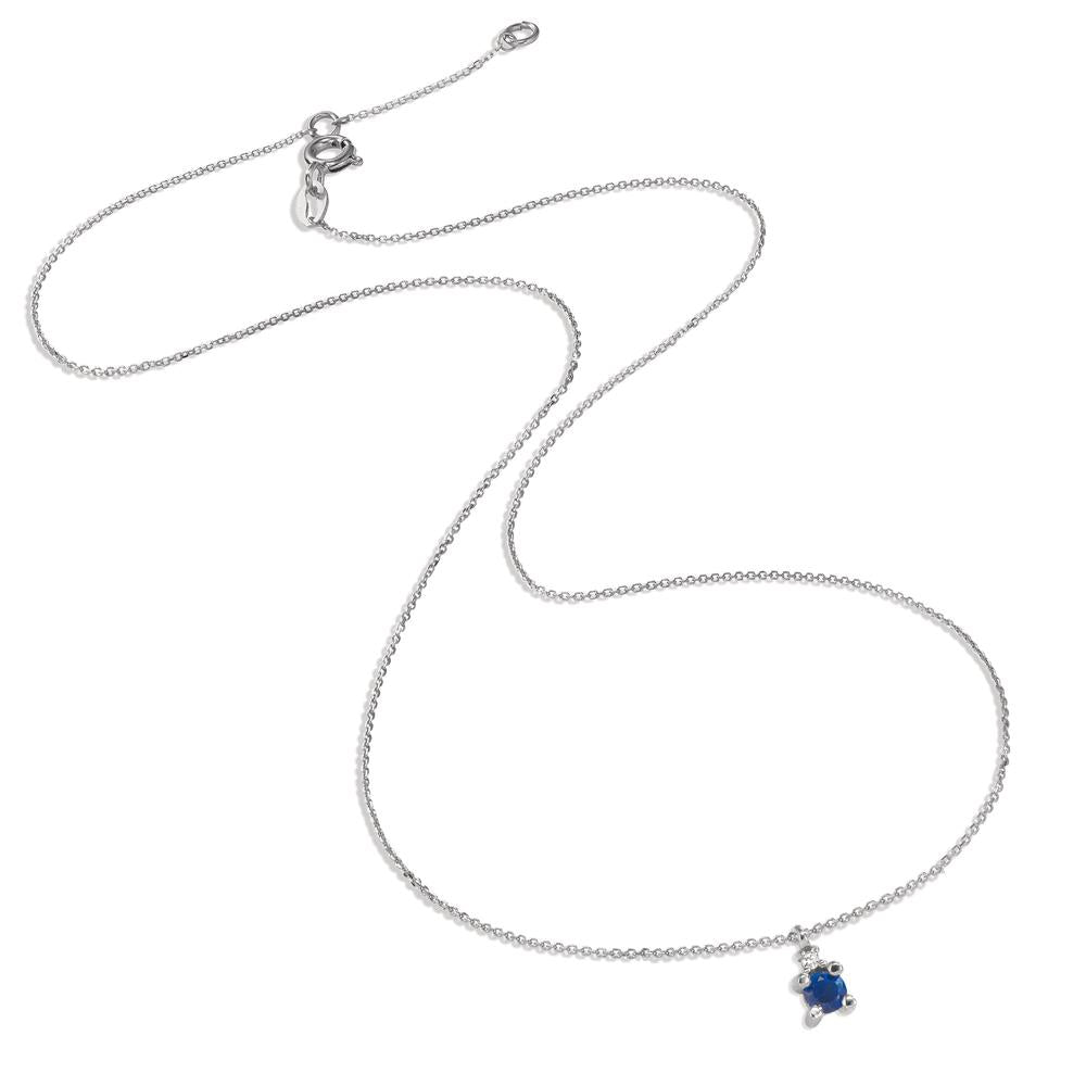 Collier 750/18K hvidguld Safir blå, Diamant hvid , 0.01 ct, w-si 40-42 cm Ø3.5 mm