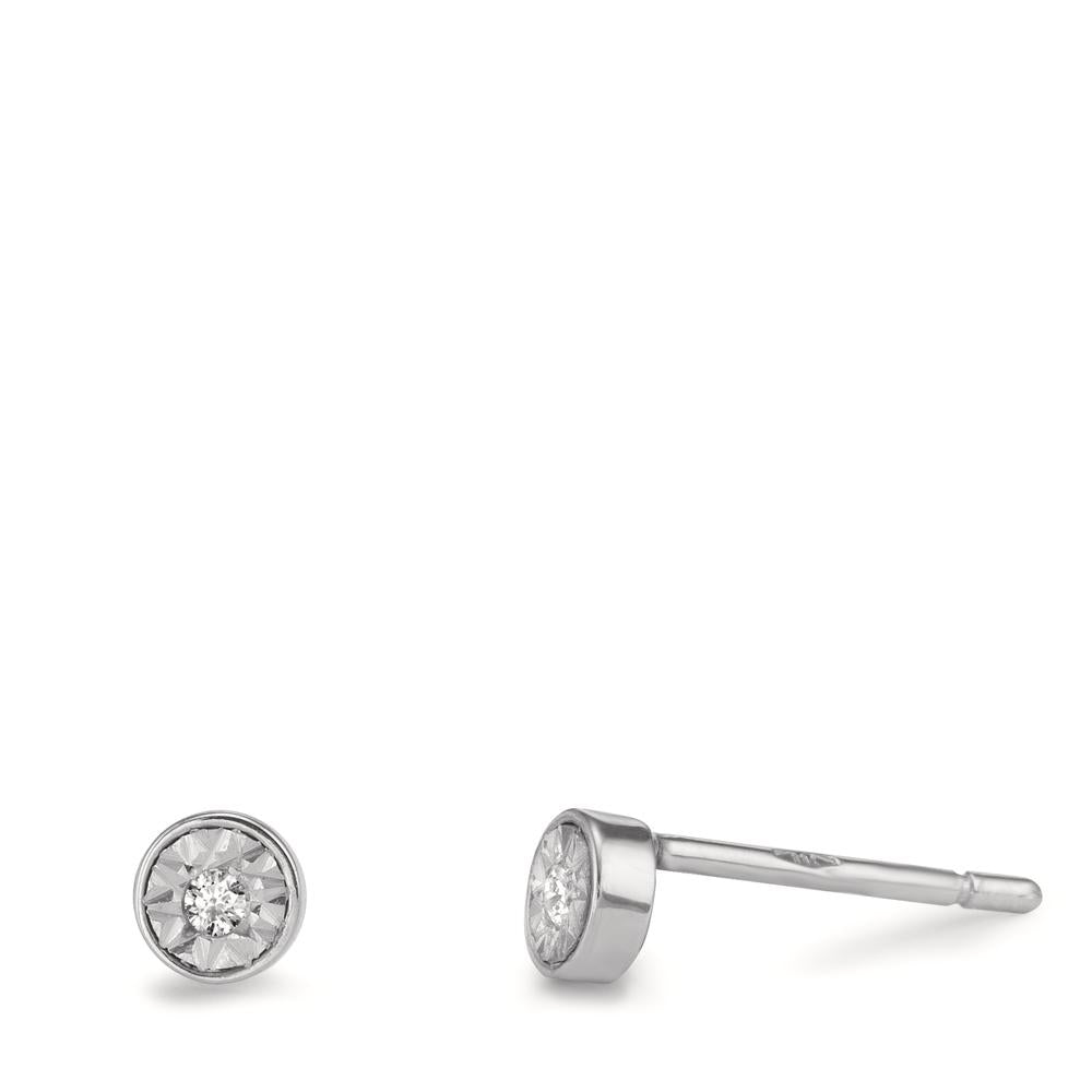 Ørestikker 750/18K hvidguld Diamant 0.03 ct, 2 Sten , w-si Ø4 mm