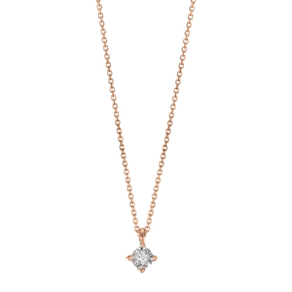 Collier 750/18K rødguld Diamant 0.02 ct, w-si 40-42 cm Ø2.8 mm