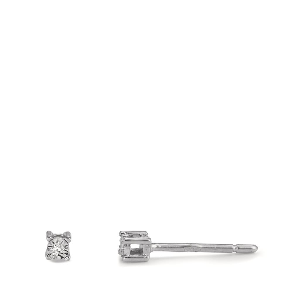 Ørestikker 750/18K hvidguld Diamant 0.02 ct, 2 Sten , w-si Ø2.5 mm