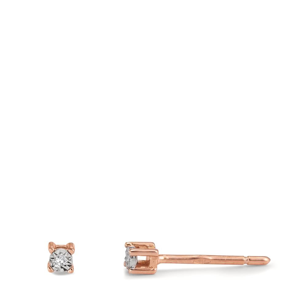 Ørestikker 750/18K rødguld Diamant 0.02 ct, 2 Sten , w-si Ø2.5 mm