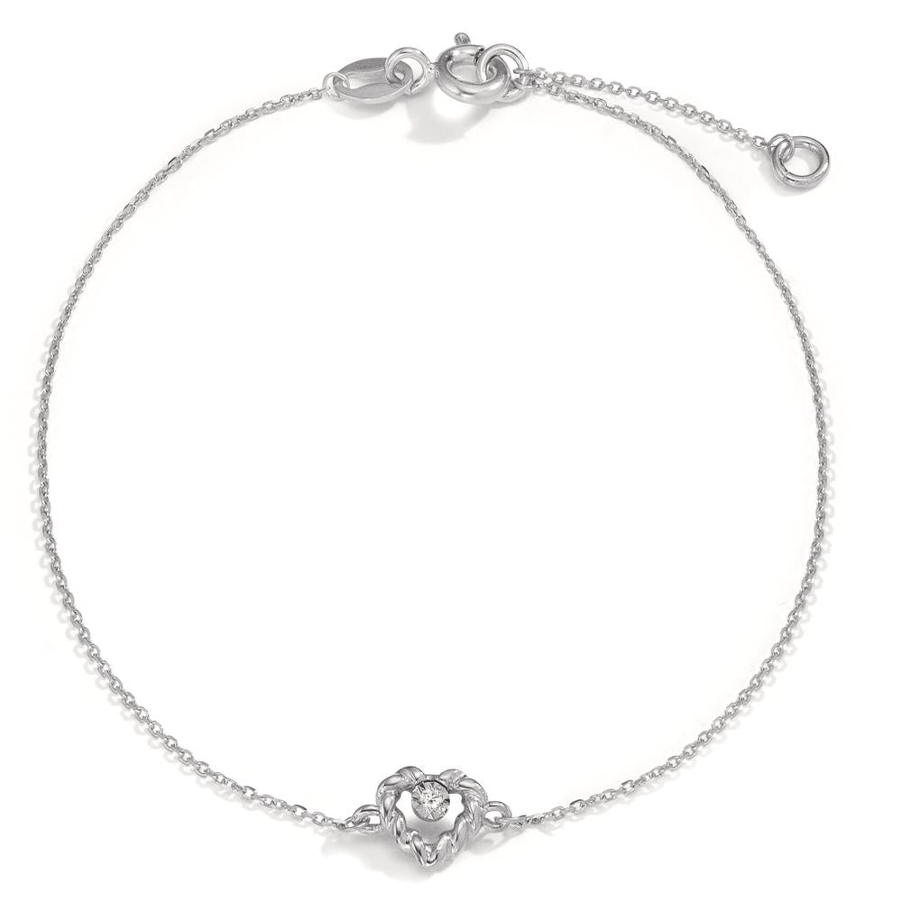 Armbånd 750/18K hvidguld Diamant 0.005 ct, w-si Hjerte 15.5-17.5 cm Ø5.5 mm